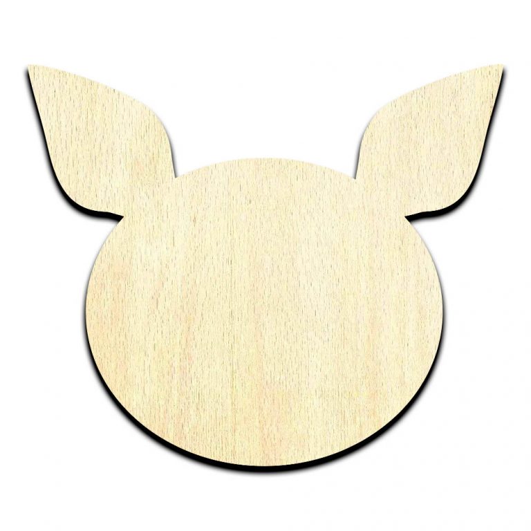 Pig Head Laser Cut Out Unfinished Wood Shape Craft Supply