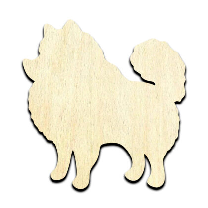 Pomeranian Dog Puppy Laser Cut Out Unfinished Wood Shape Craft Supply