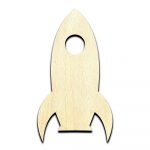 Rocket #2 Laser Cut Out Unfinished Wood Shape Craft Supply