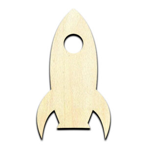 Rocket #2 Laser Cut Out Unfinished Wood Shape Craft Supply