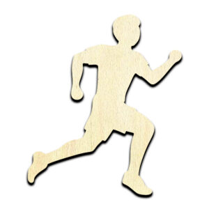 Man Boy Running Laser Cut Out Unfinished Wood Shape Craft Supply