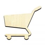 Shopping Cart Laser Cut Out Unfinished Wood Shape Craft Supply