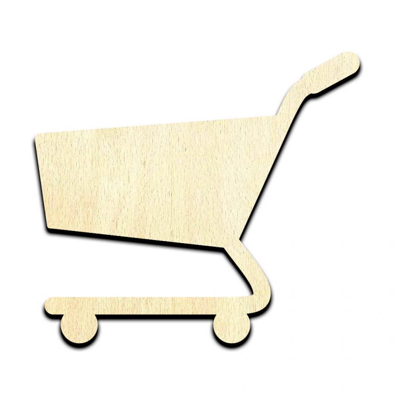 Shopping Cart Laser Cut Out Unfinished Wood Shape Craft Supply