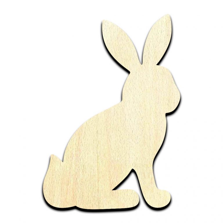 Sitting Bunny Rabbit Laser Cut Out Unfinished Wood Shape Craft Supply