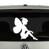 Sitting Fairy Silhouette Band Player Vinyl Decal Sticker