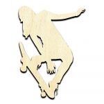 Skateboarder Laser Cut Out Unfinished Wood Shape Craft Supply