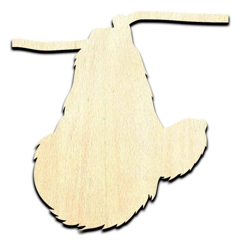 Sloth Hanging #2 Laser Cut Out Unfinished Wood Shape Craft Supply