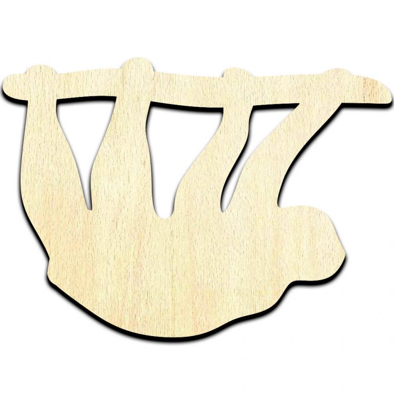 Sloth Hanging Laser Cut Out Unfinished Wood Shape Craft Supply