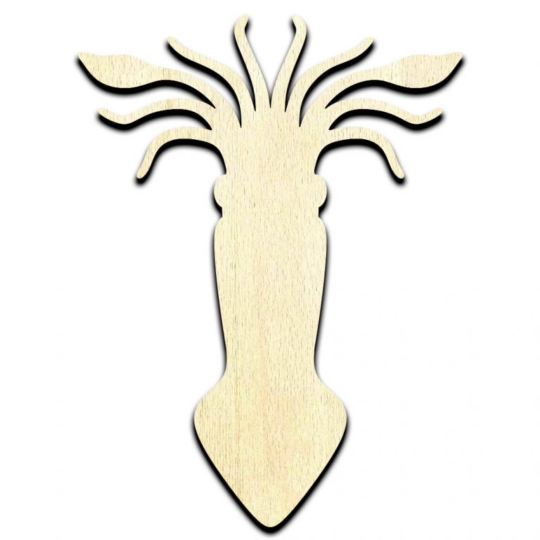 Squid Cartoon Laser Cut Out Unfinished Wood Shape Craft Supply