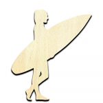 Surfer Girl 2 Cut Out Unfinished Wood Shape Craft Supply