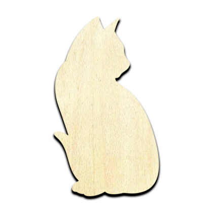 Cat Sitting Laser Cut Out Unfinished Wood Shape Craft