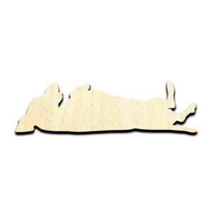 Dachshund Laying on Back Laser Cut Out Unfinished Wood Shape Craft Supply