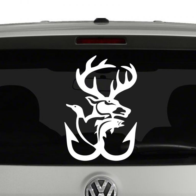 Deer Duck Fish and Hook Outdoorsman Hunting Fishing Vinyl Decal Sticker