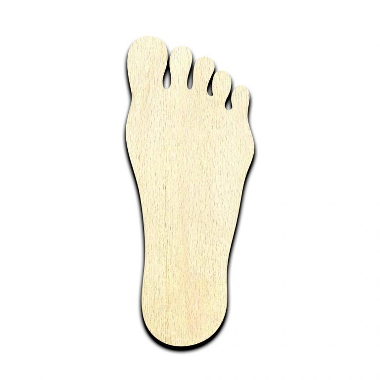 Foot Laser Cut Out Unfinished Wood Shape Craft Supply