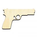 Handgun Pistol Laser Cut Out Unfinished Wood Shape Craft Supply