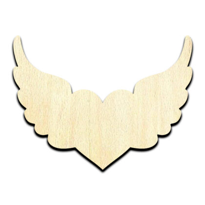 Heart with Wings Laser Cut Out Unfinished Wood Shape Craft Supply