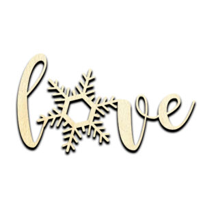 Love Snowflake Word Christmas Laser Cut Out Unfinished Wood Shape Craft Supply