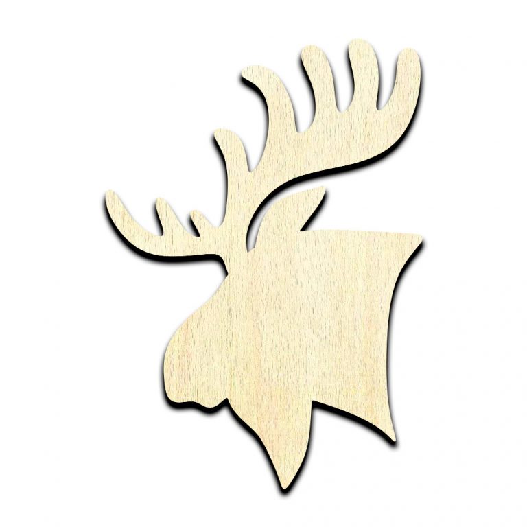 Moose Head Laser Cut Out Unfinished Wood Shape Craft