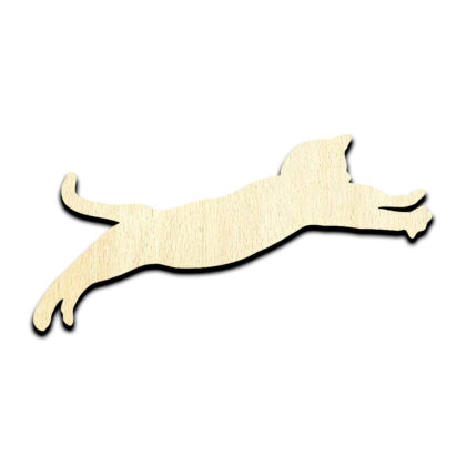 Cat Pouncing Laser Cut Out Unfinished Wood Shape Craft