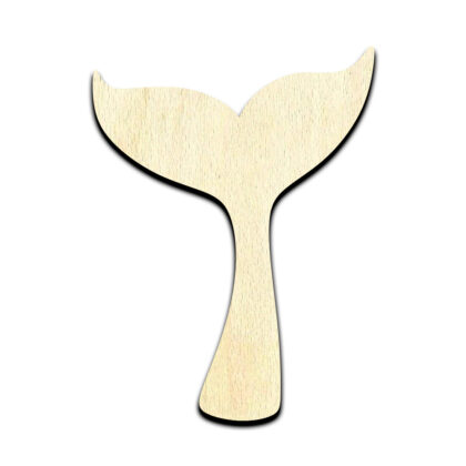 Whale Tail Mermaid Laser Cut Out Unfinished Wood Shape Craft Supply