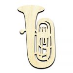 Tuba Laser Cut Out Unfinished Wood Shape Craft Supply