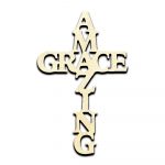 Amazing Grace Cross Laser Cut Out Unfinished Wood Shape Craft Supply