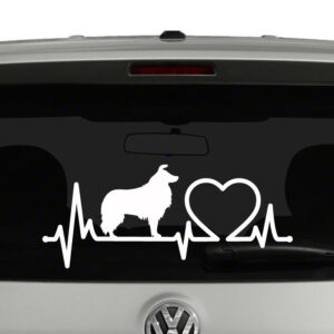 Border Collie Heartbeat Dog Puppy Vinyl Decal Sticker