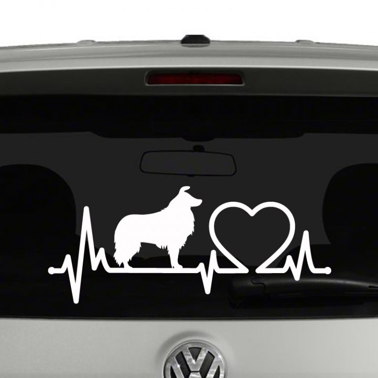 Border Collie Heartbeat Dog Puppy Vinyl Decal Sticker