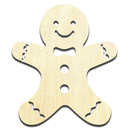 Gingerbread Man #2 Laser Cut Out Unfinished Wood Shape Craft Supply