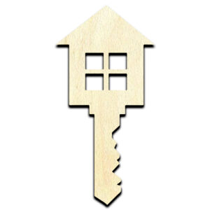 Key House Real Estate Realtor Laser Cut Out Unfinished Wood Shape Craft Supply