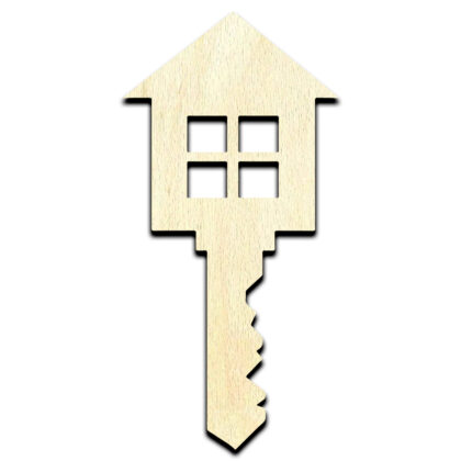 Key House Real Estate Realtor Laser Cut Out Unfinished Wood Shape Craft Supply