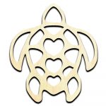 Turtle with Hearts on Shell Laser Cut Out Unfinished Wood Shape Craft Supply