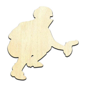 Baseball Player Catcher Laser Cut Out Unfinished Wood Shape Craft Supply