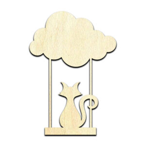 Cat on Cloud Swing Laser Cut Out Unfinished Wood Shape Craft Supply