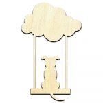 Dog on Cloud Swing Laser Cut Out Unfinished Wood Shape Craft Supply