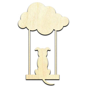 Dog on Cloud Swing Laser Cut Out Unfinished Wood Shape Craft Supply