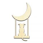 Dog on Moon Swing Laser Cut Out Unfinished Wood Shape Craft Supply