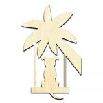 Dog on Palm Tree Swing Laser Cut Out Unfinished Wood Shape Craft Supply