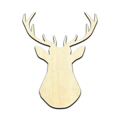 Deer Head #3 Laser Cut Out Unfinished Wood Shape Craft Supply
