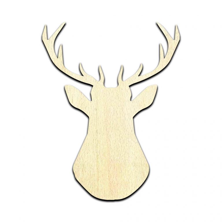 Deer Head #3 Laser Cut Out Unfinished Wood Shape Craft Supply