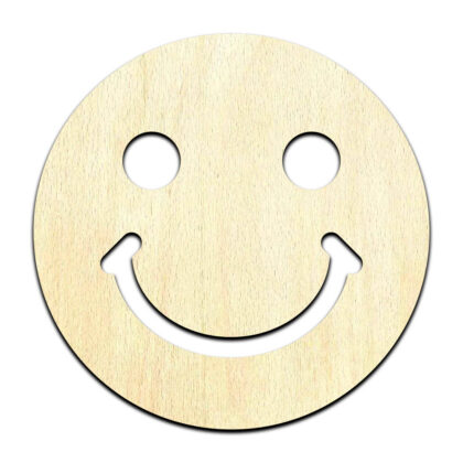 Happy Smiley Face Laser Cut Out Unfinished Wood Shape Craft Supply