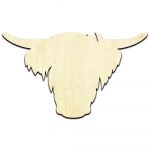 Highland Cow Head Laser Cut Out Unfinished Wood Shape Craft Supply