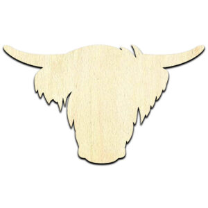 Highland Cow Head Laser Cut Out Unfinished Wood Shape Craft Supply