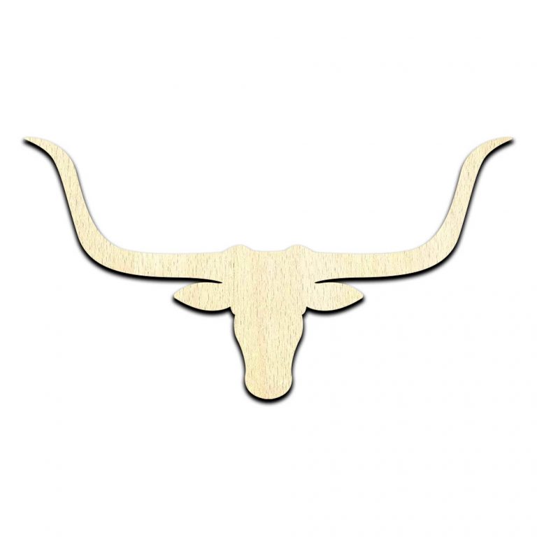 Longhorn Cow Bull Laser Cut Out Unfinished Wood Shape Craft Supply