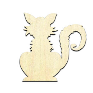 Cat Halloween Cat Fluffy Cat Laser Cut Out Unfinished Wood Shape Craft