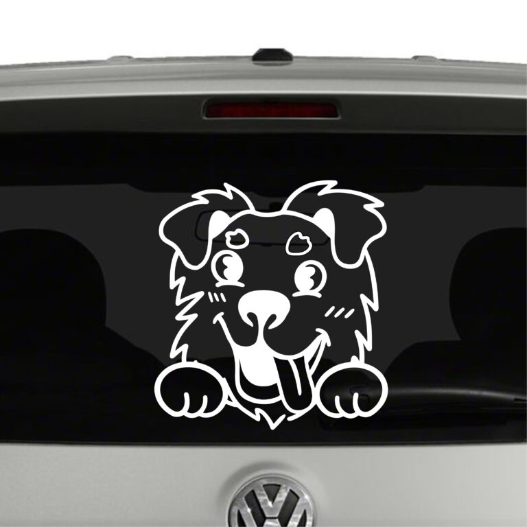 Aussie Peeking Dog Puppy Vinyl Decal Sticker