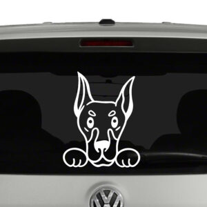 Doberman Peeking Dog Puppy Vinyl Decal Sticker