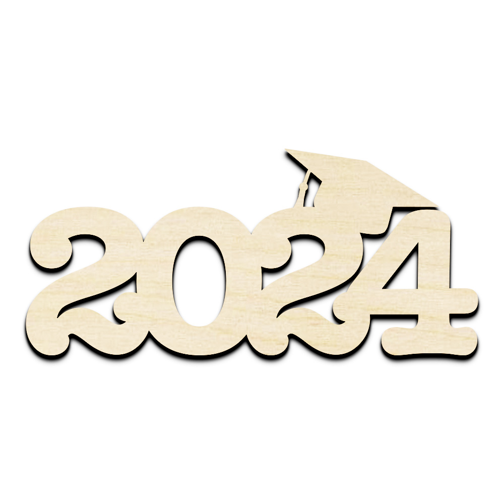 2024 Graduation Cap Laser Cut Out Unfinished Wood Shape Craft Supply •  Cosmic Frogs Vinyl