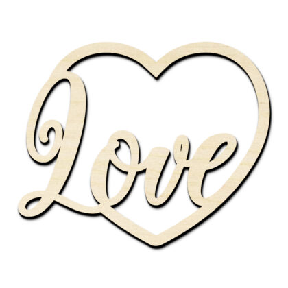 Love in Heart Valentine Laser Cut Out Unfinished Wood Shape Craft Supply