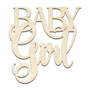 Baby Girl Text Word Laser Cut Out Unfinished Wood Shape Craft Supply